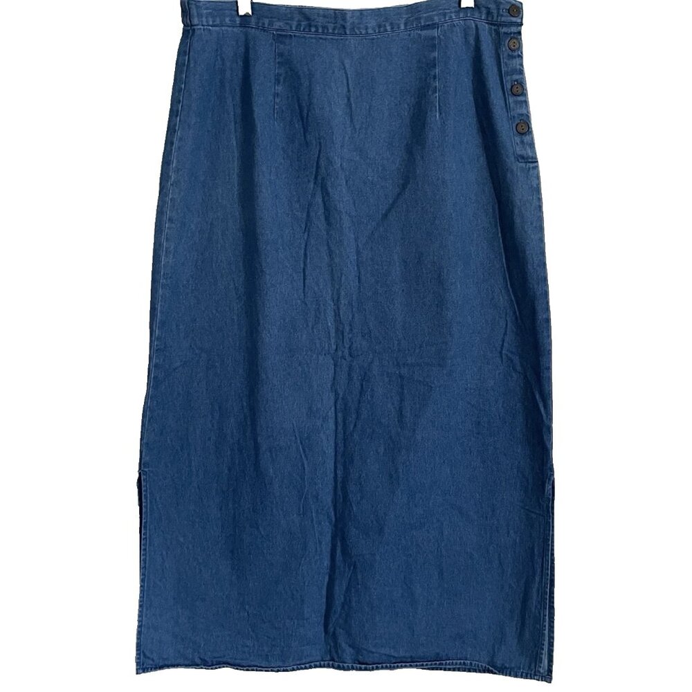 Vintage JM Collection Denim Midi Skirt Size 12 Modest